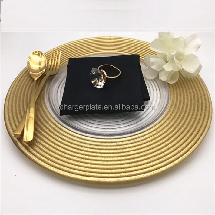 Manufacturer Party Wedding Decoration Thread Design Glass Charger Plate
