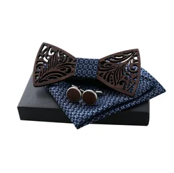 Handmade Fancy Box Packaging Wedding wooden bow tie gift set for men