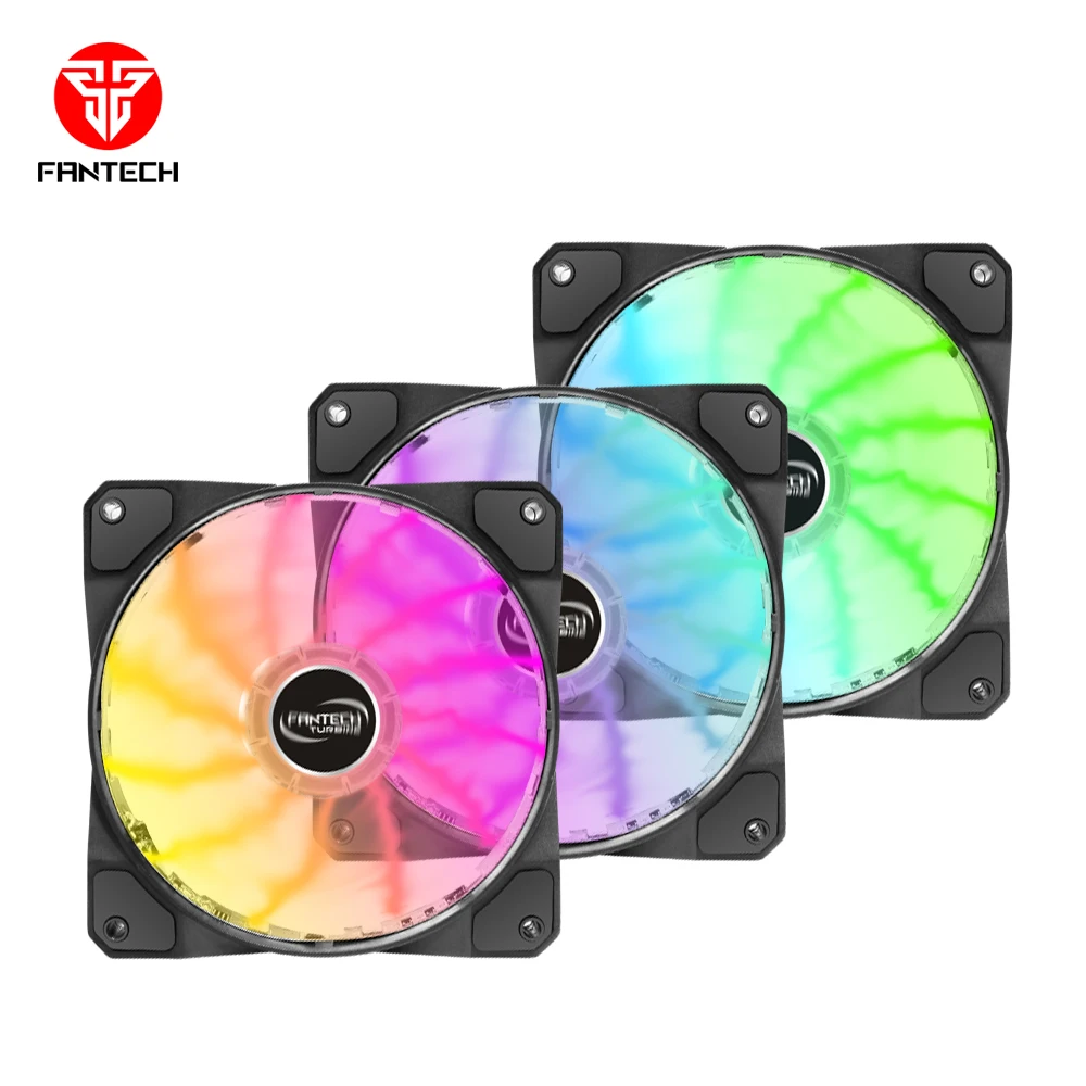 
12V DC 120mm LED computer fan RGB rainbow fan. FANTECH 