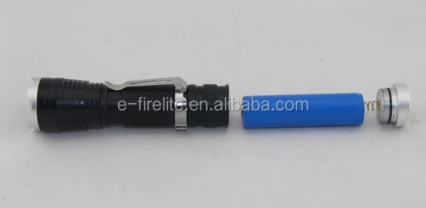 high power rechargeable adjustable focus lens led flashlight with metal clip