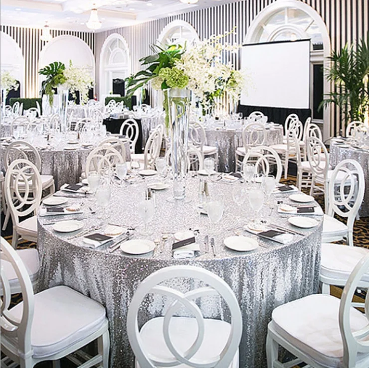 Wholesale factory price  120  inch round gold sequin table cloth for wedding