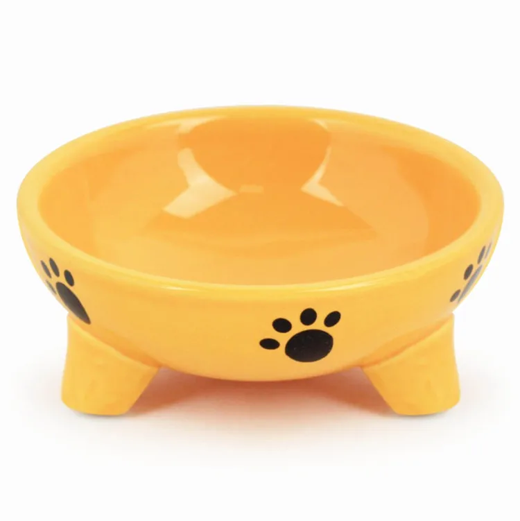 Wholesale Footprints Pet Cat Food Tableware Triangular Ceramic Dog Bowl