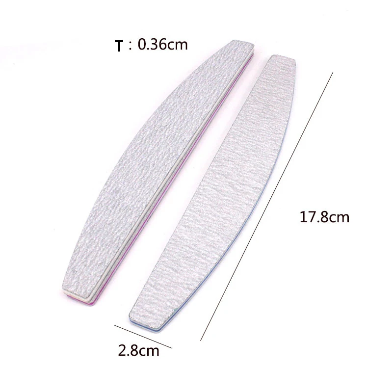 Customized Logo OEM Half Moon Shaped Nail File 100/100 Grit Nail Tools  Sponges Nail Buffer  With Purple Heart