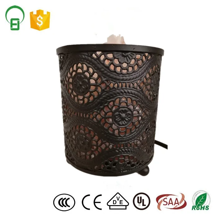 
Natural Rock Salt In Iron Basket Table Lamp For Health Care 