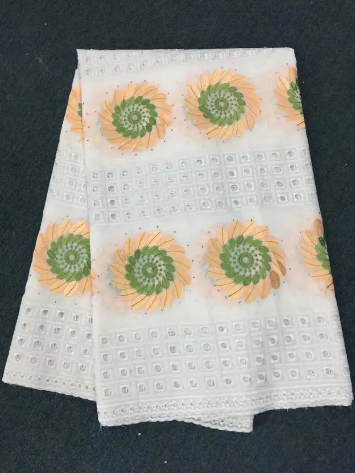 Queency Wholesale Indian Cotton Voile Fabric With Cutwork Embroidery Swiss Voile Lace