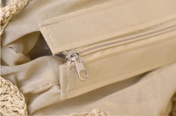 Crochet knitting hollow out handmade handbag straw tote bag rattan bag women