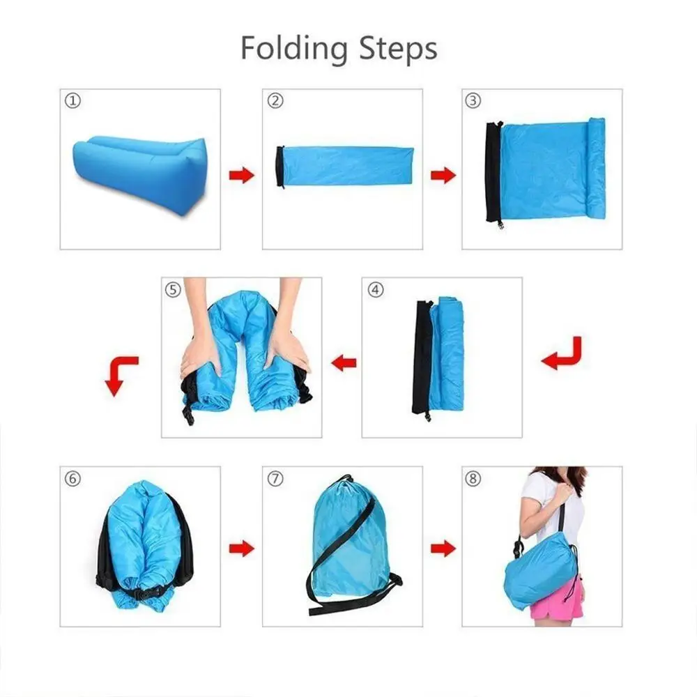 
Light Sleeping Bag Waterproof Inflatable Lazy Sofa Camping Air Bed Adult Beach Lounge Chair Fast Folding 