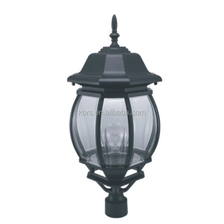 Outdoor Post Top Light Pole Mount Driveway Lighting Garden Porch Yard Fixture Black Lantern Lamp