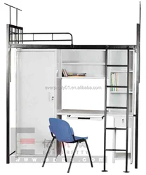 Adult All Metal Bunk Bed with Cabinet Set for School Student