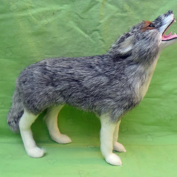  Имитация животного 23x8x20 см пушистый волк модель игрушки полиэтилен и пушистая ручная работа