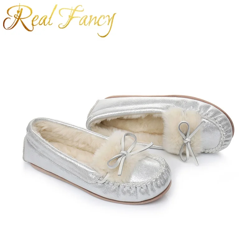 Fashion Faux Suede Upper Faux Fur Lining Casual Loafers Women Moccasins