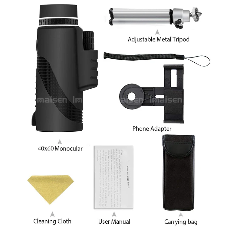
Monocular Telescope,40x60 High Power BAK4 Prism FMC Lens Waterproof Scope with Quick Smartphone Holder and Tripod Camera 