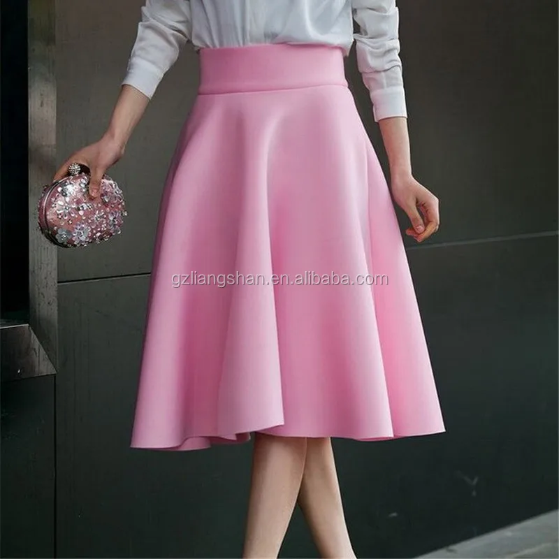 
Wholesale Custom Women High Waist Pleat Elegant Skirt Green Black White Knee-Length Flared Skirts 