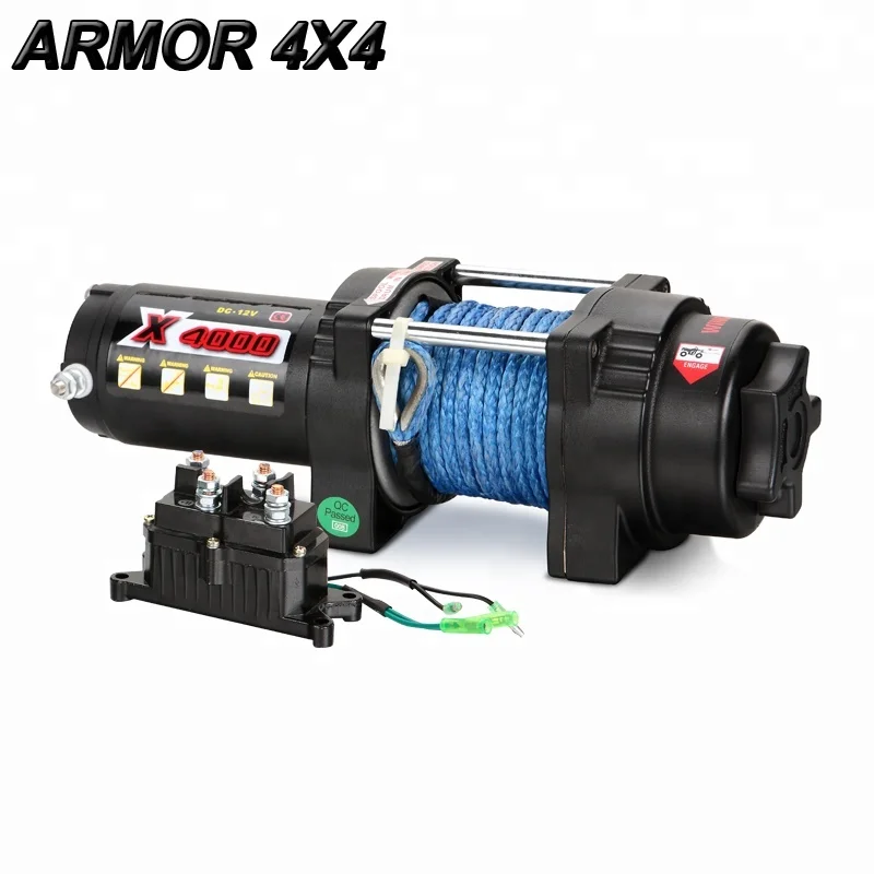 4000lbs pull mini 12 volt power winch with synthetic rope