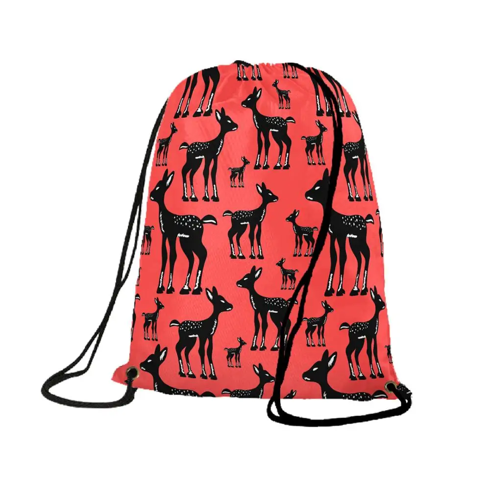 Custom Cheap Price Promotion Bags Cartoon Animals Pattern Design Yourself Polyester Drawstring Backpack customizable