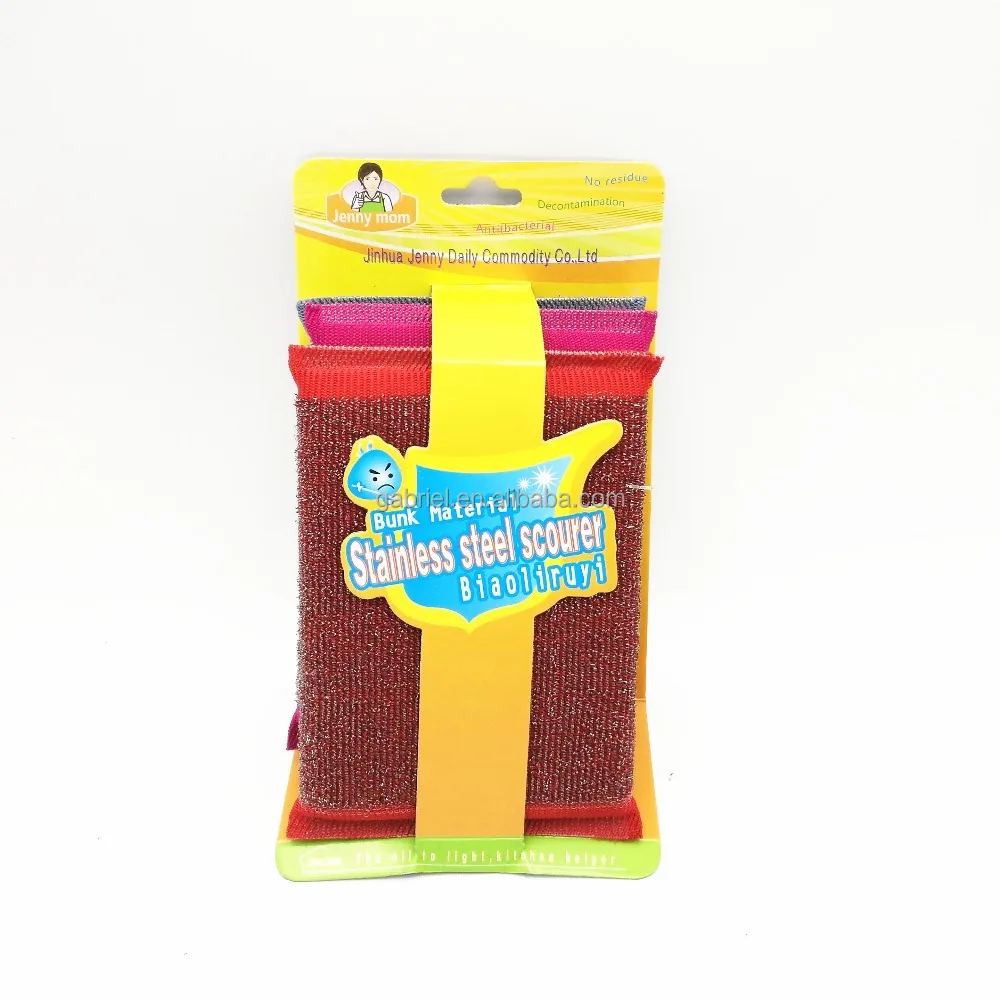 3pcs Non-scratching sponge scourer kitchen cleaning scouring pad