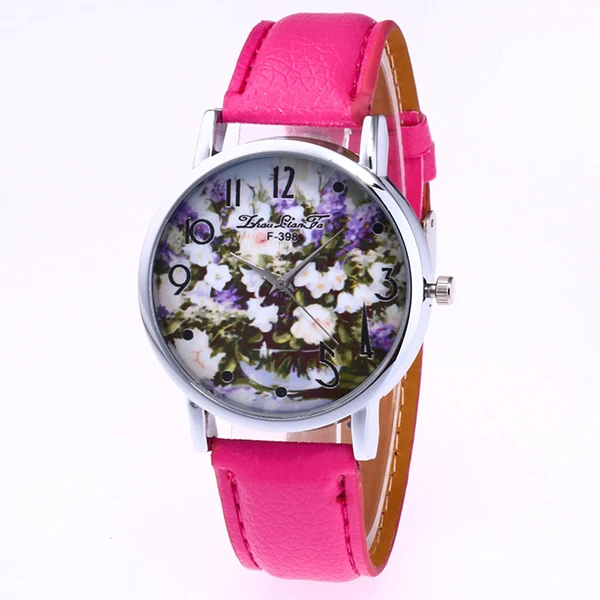 New Styles Fashion Women Watches Rose Flower PU Leather Wrist Watch Diamond Lady Watch Gift Set Women