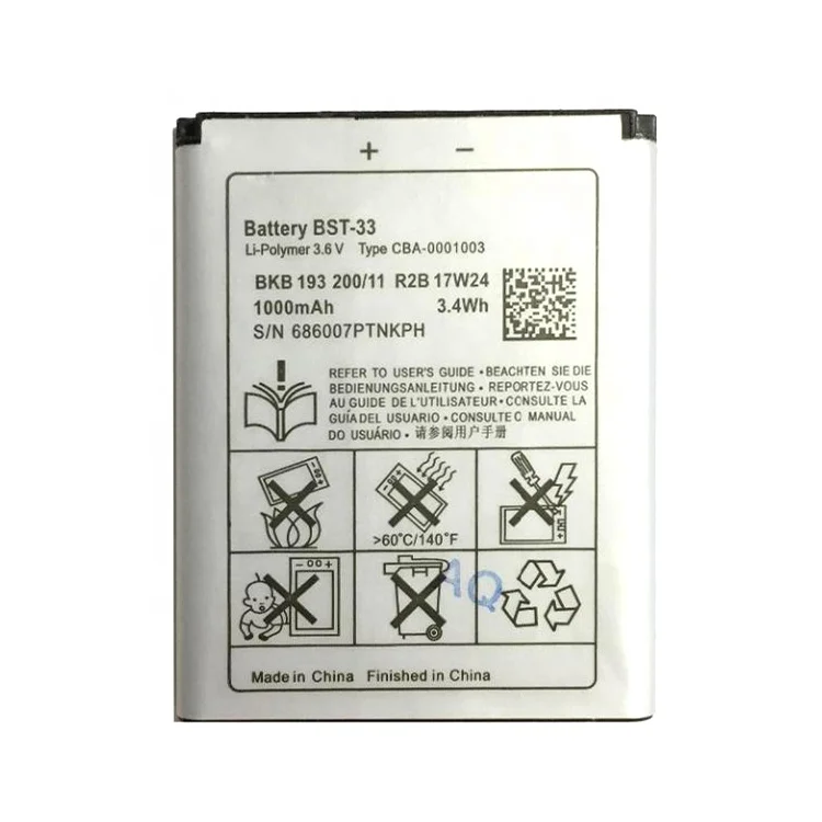 High capacity BST-33 mobile phone battery for Sony Ericsson V800 Z800 W900 K790 Z530 W610 K800I W300 P990 Z530 K550 K550C