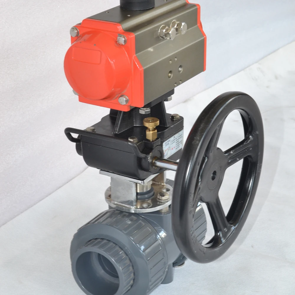 plastic 2 way PVC UPVC double union pneumatic actuated ball valve