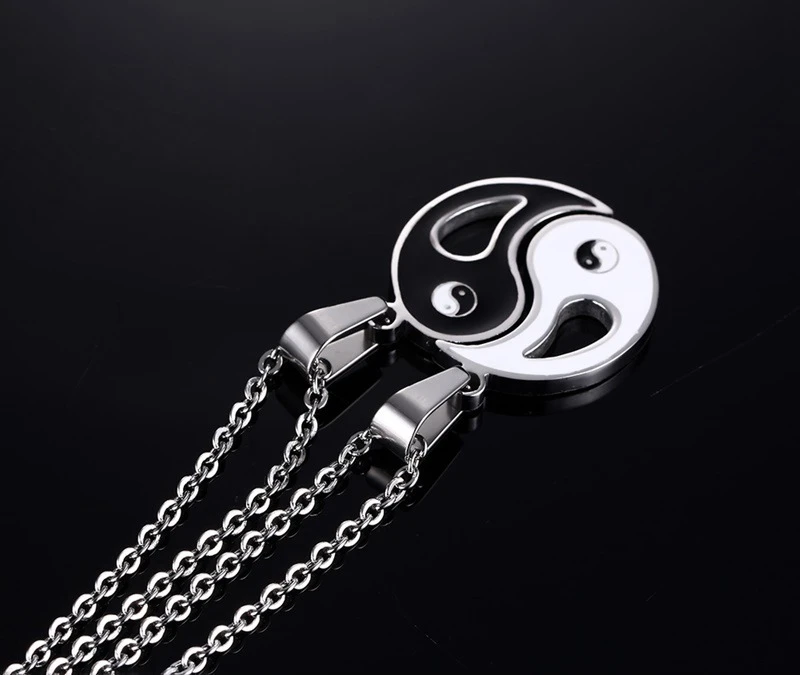 
Ginkgo Jewelry Yin Yang couple stainless steel necklaces with chains G80438 