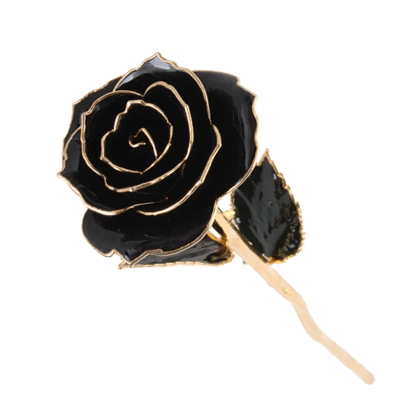 Wholesale Real Natural Preserved Rose Gold Flower Dipped in Real 24k Gold Rose Gifts Preserved rose with stem