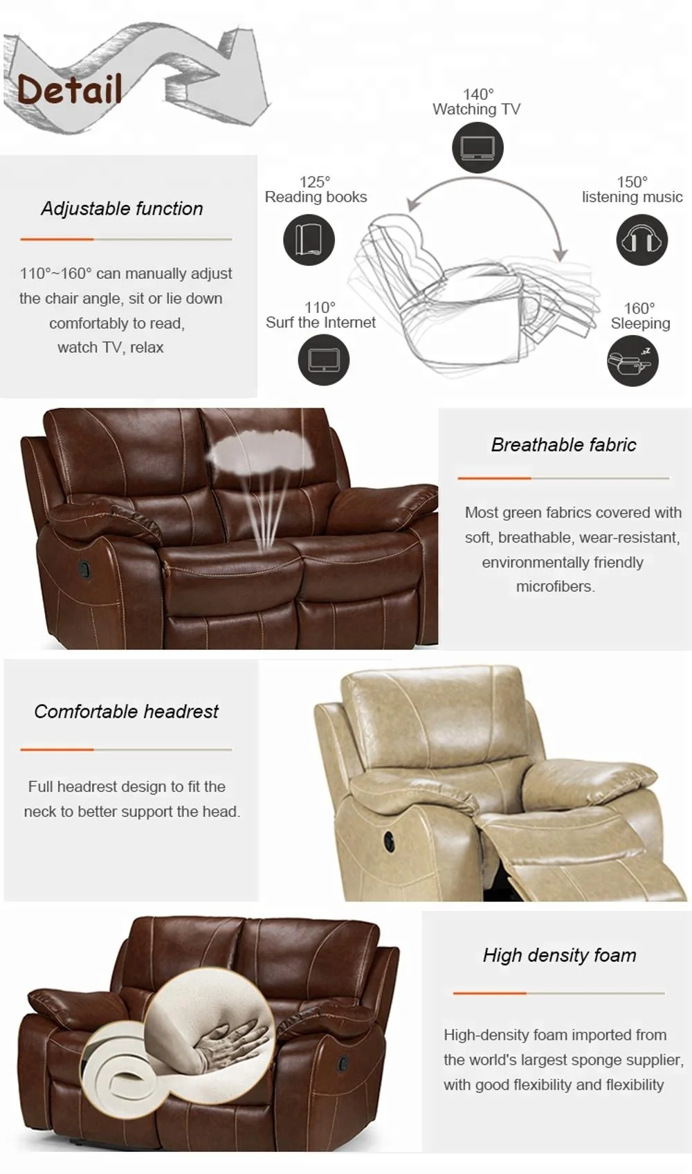 Роскошные гостиной кожаный коричневый мебель диван кресло