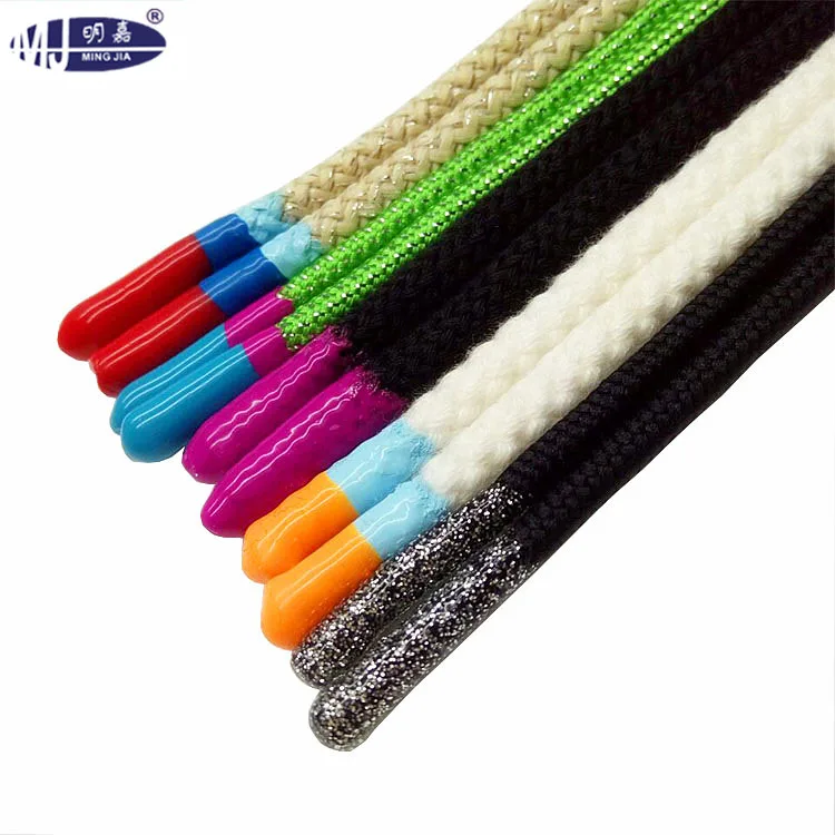 Round cotton draw cords for hoodie with silicone ends