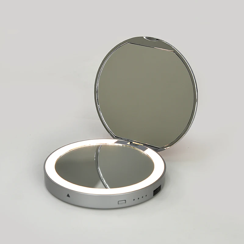Rechargeable Make up Travel Pocket Foldable Cosmetic Makeup Small Pocket LED Mirror