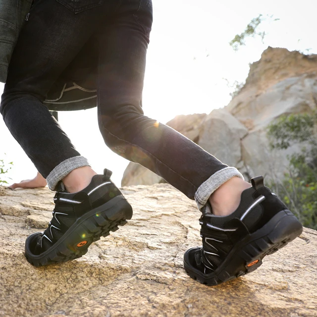 
Mens Breathable Mesh Suede Leather Sport Shoe Man Boot Trek Hiking Shoes for Outdoor Camping Climbing Trekking Exploring 