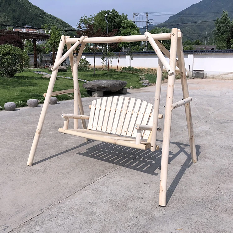 Outdoor Wooden Log Swing Modern Garden Decoration Furniture Chair Porch Swing