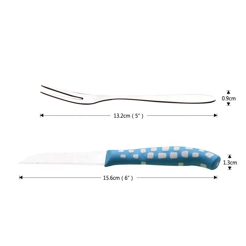 
YiJia hot sale 9pcs stainless steel fruit knife and fork set with box 