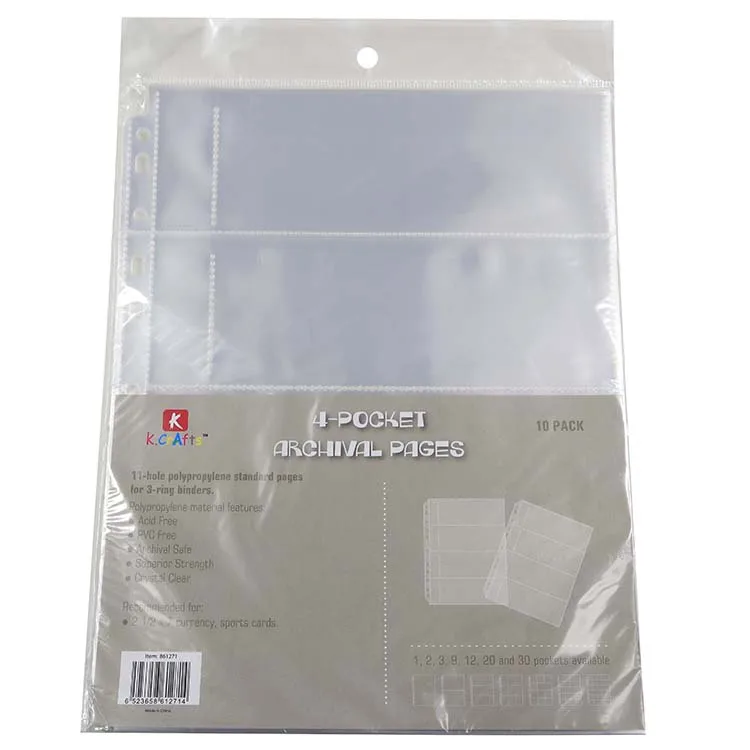 
Page clear 11 punch hole plastic pocket card holder 