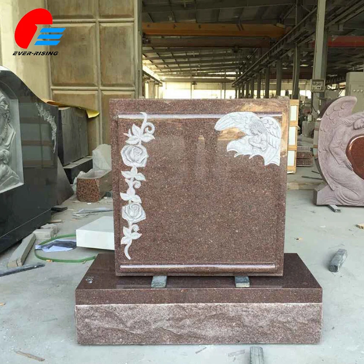 Customized Size Himalaya Red Granite Rose American Style Tombstone