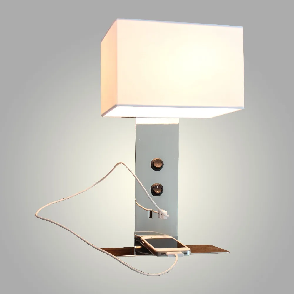 Hot selling hotel bed head  socket rechargeable usb wall lamp light