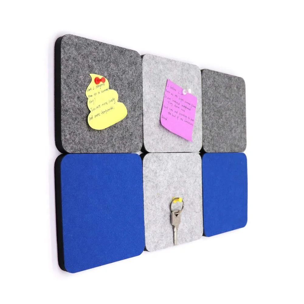 
5.5 x 5.5 Inch Square Tiles Felt Bulletin Board Self-Adhesive Memo Pin Notice Boards for Home Wall Decor 