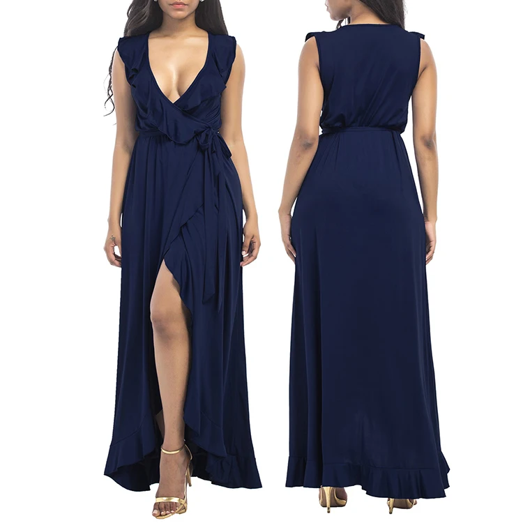 
Wholesale Women Party Prom Dress 2018 Deep V Neck Ruffles 