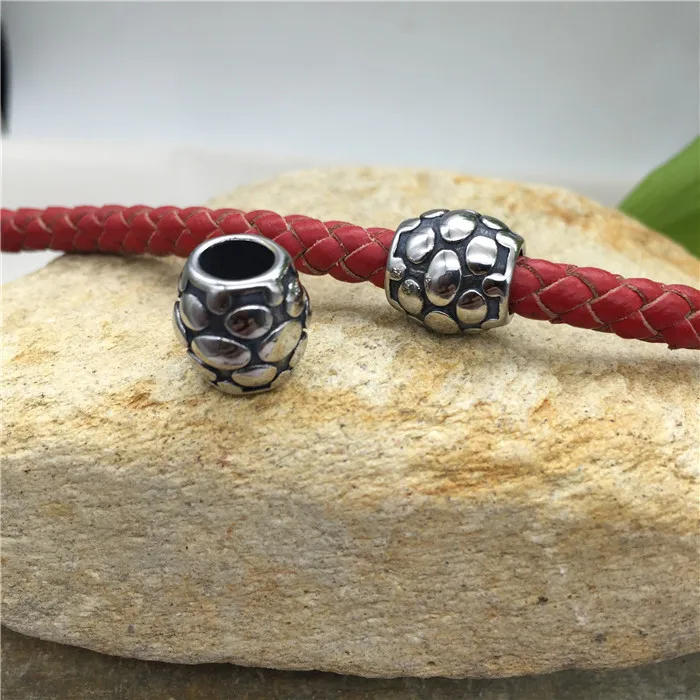 Оптовая продажа, бусины-шармы из нержавеющей стали на заказ, отверстие 6 мм, бесплатные образцы для мужских браслетов