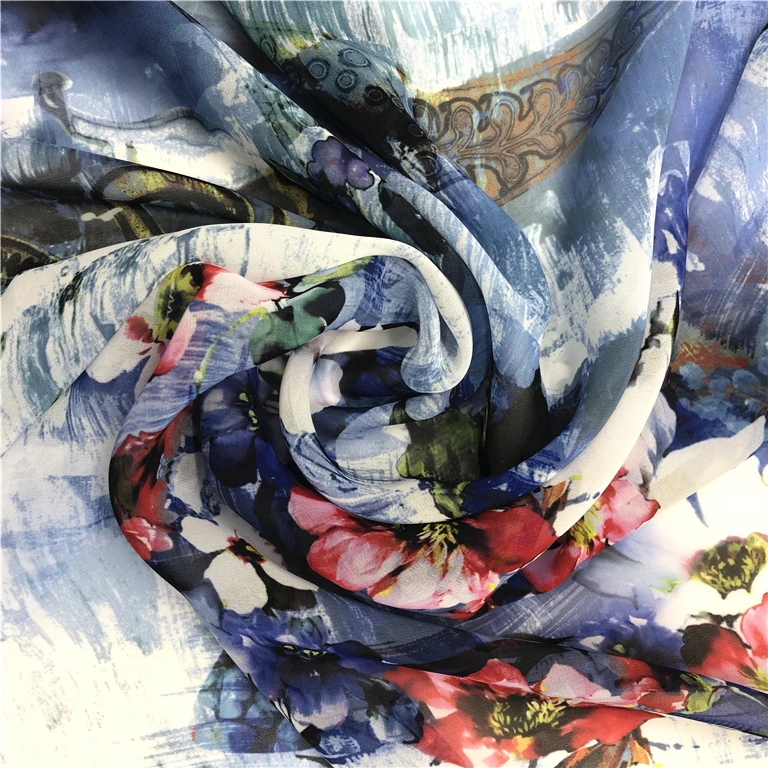 Фабричная шифоновая ткань с цифровым принтом высокого качества