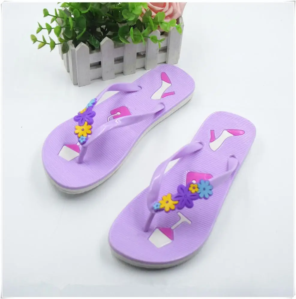 Girls Gender Camellia PVC Jelly Sandals PE Slippers with nice printing