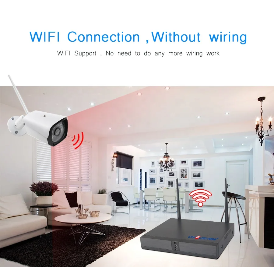 4ch 960P Wireless CCTV System WiFi Nvr Kit  HD Waterproof Outdoor IP Camera Security System video Surveillance Nvr Kit