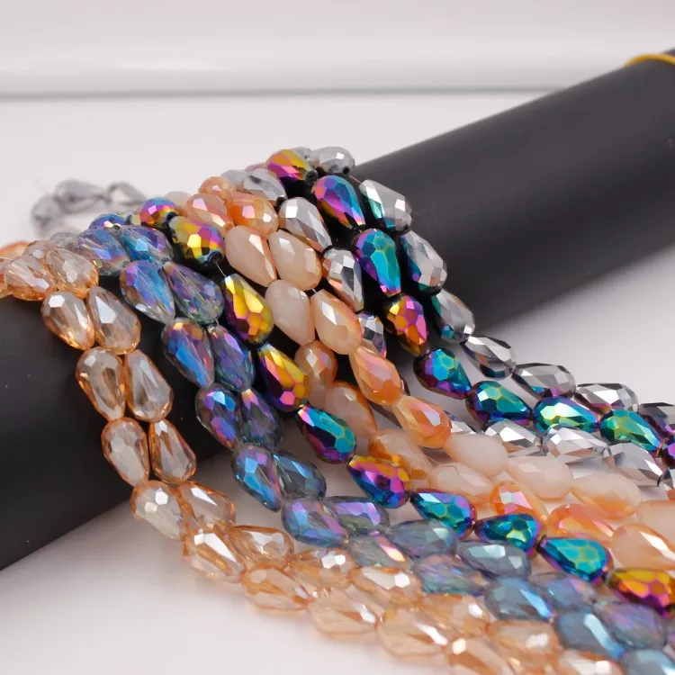 Wholesale 10*15mm mixed color Crystal Glass Tear Drop Beads For Jewelry Making