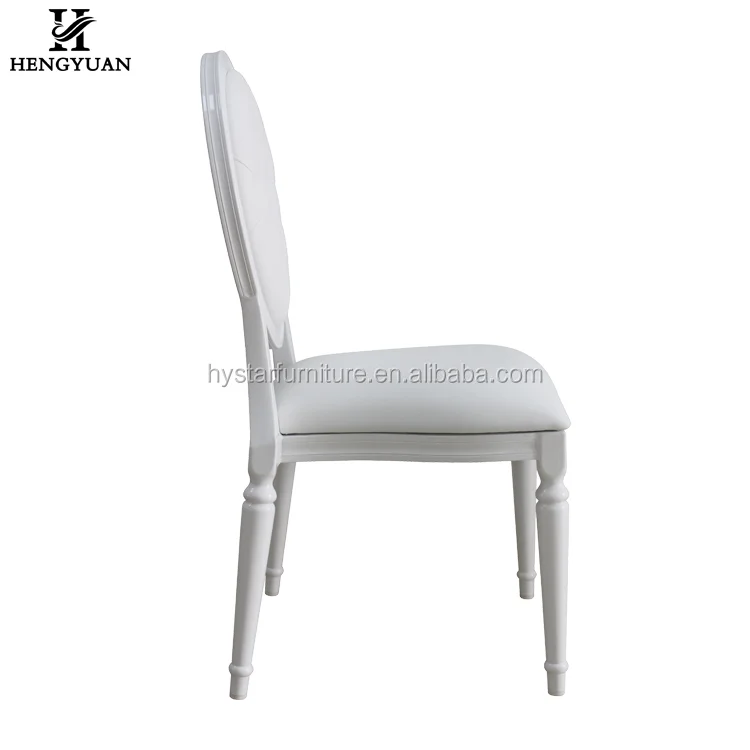 Elegant antique hotel restaurant chair white upholstered stacking wedding event ghost chair for sale