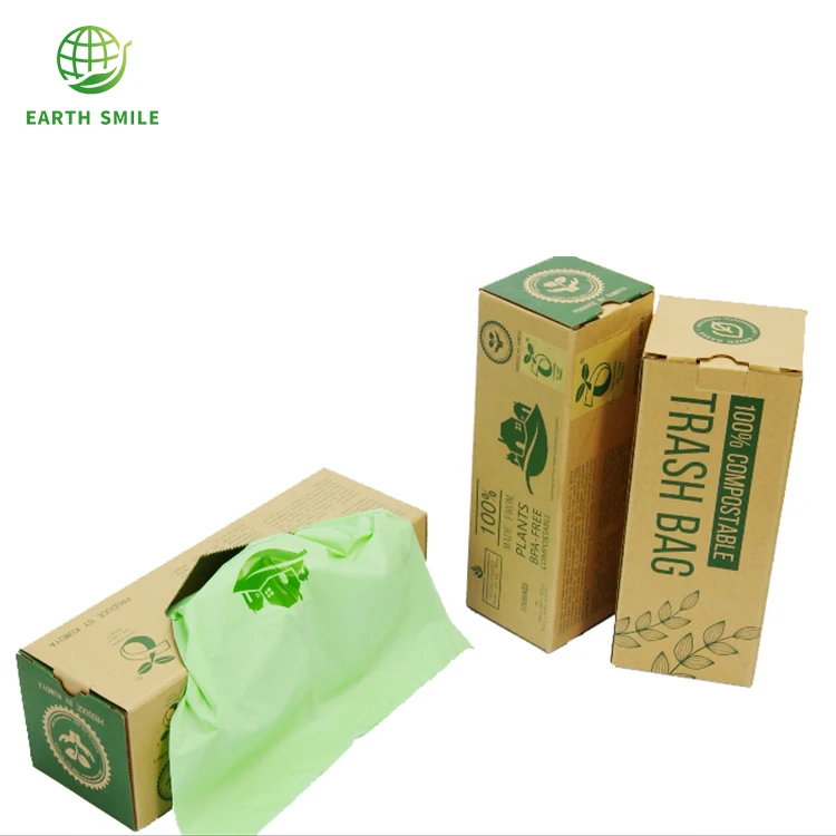 BPI Certified Logo Custom Printed Eco Friendly Black Blue Bio Compostable Bags Antistatic Clear Degradable Trash Bags On Roll