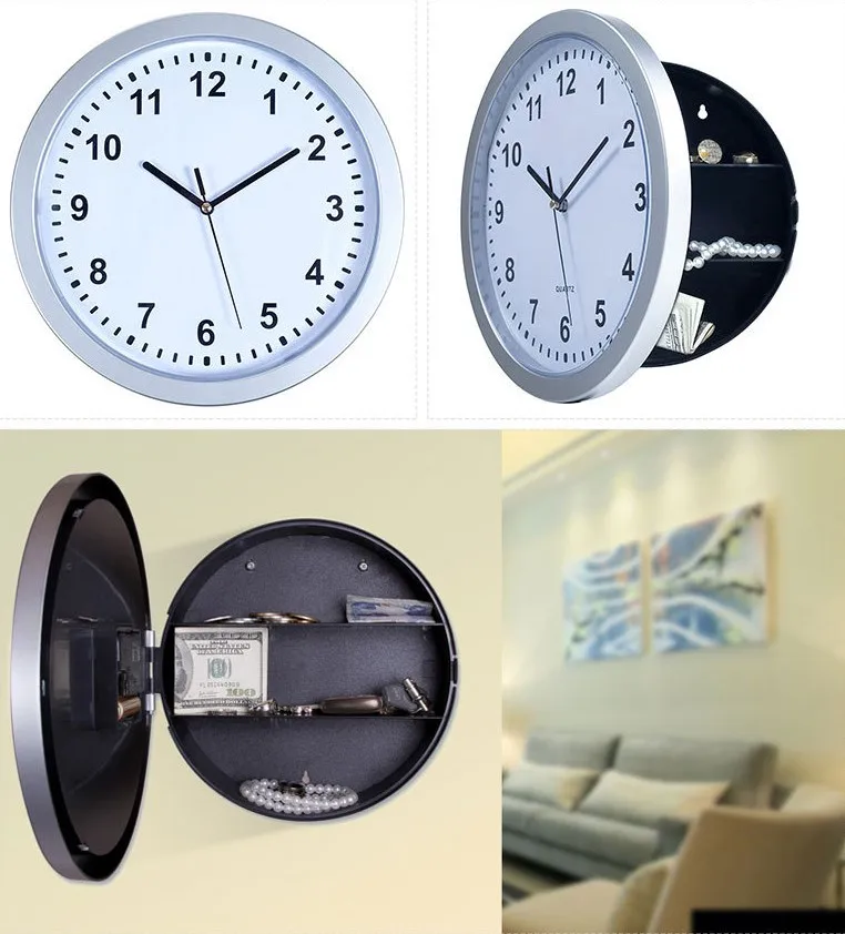 Hidden Wall Secret Jewelry Security Money Cash Safe Clock, Hidden Safe Storge Wall Clock