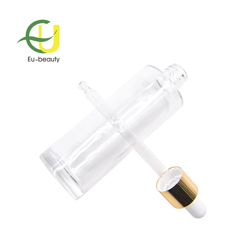 
30ml 60ml 100ml cylinder burgundy glass bottle, shiny gold glass dropper pipette 