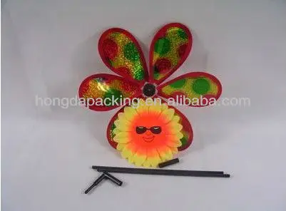 rainbow multi color PET for kids toy flower pinwheel