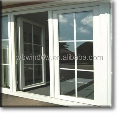 Навесная дверь патио из НПВХ французская с железной сеткой