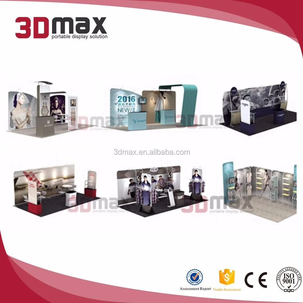 3x3m potable display rack fashion curved custom trade show booth design