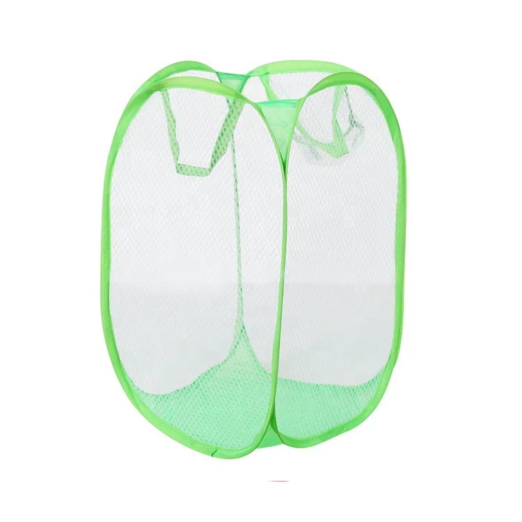High capacity folding dirty clothes basket mesh laundry wash bag