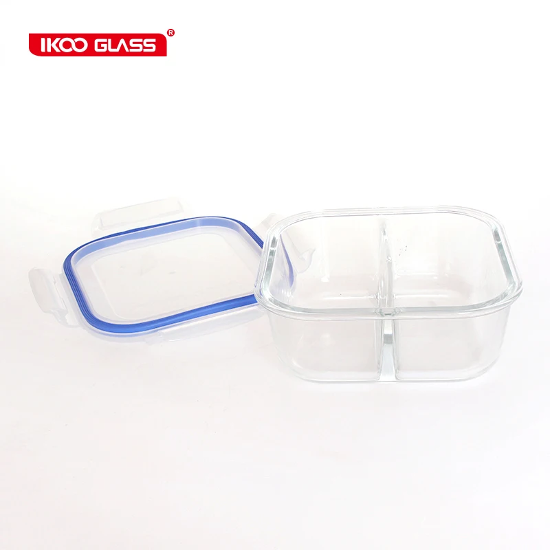 1520 мл Pyrex стеклянной прямоугольной Бенто-Ланч-боксов с разделителями блокировка крышки вилкой и